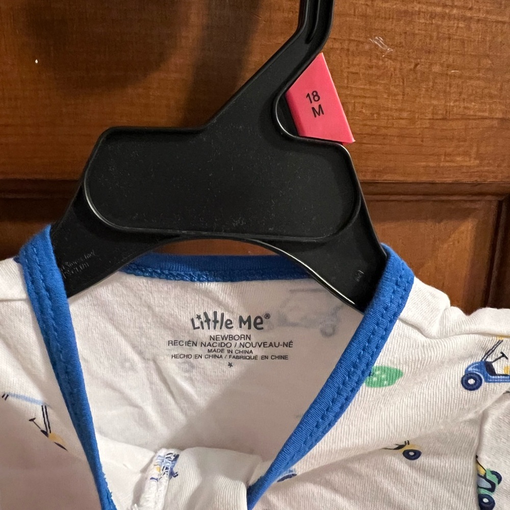 Little Me White and Blue Footie with Golf Cart Print - Picture 3 of 4